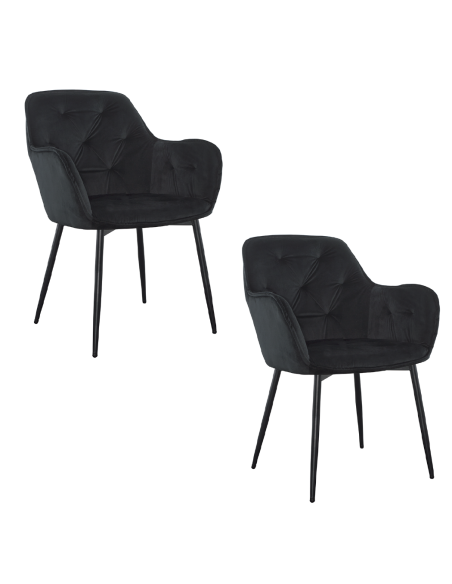 Ensemble de 2 fauteuils en velours QUEEN rétro, avec dossier rembourré.