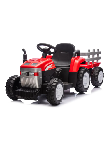 Tracteur Électrique pour Enfants Lamas LT984 avec Remorque Amovible 12V Rouge