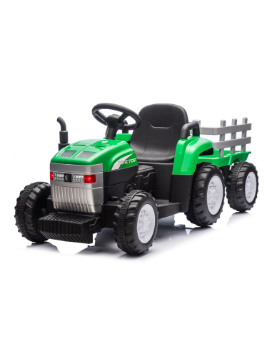 Tracteur Électrique pour Enfants Lamas LT984 avec Remorque Amovible 12V Vert