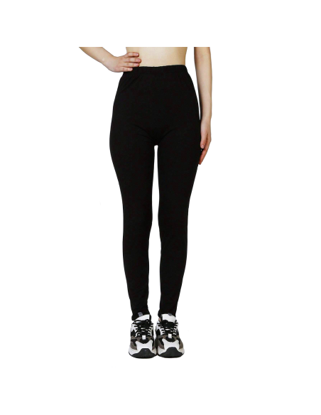 Leggings Femme Fitness en Coton Élastique d'Été Taille Haute Noir Uni