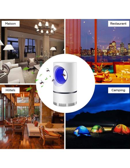 2pcs Lampe Anti-Moustiques Électrique Lumière UV Piège à Insectes Portable USB