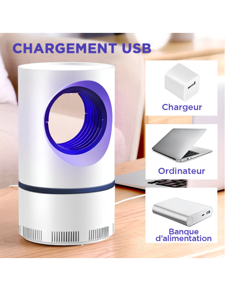 2pcs Lampe Anti-Moustiques Électrique Lumière UV Piège à Insectes Portable USB