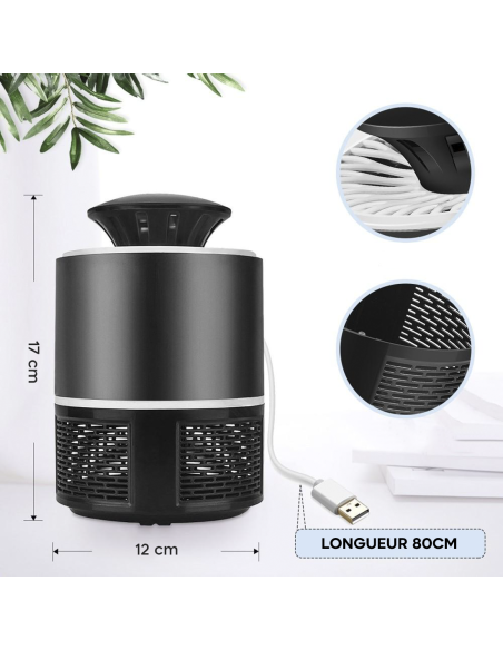 2pz Lampe anti-moustiques électrique 18724, trappola insectes LED USB portable.