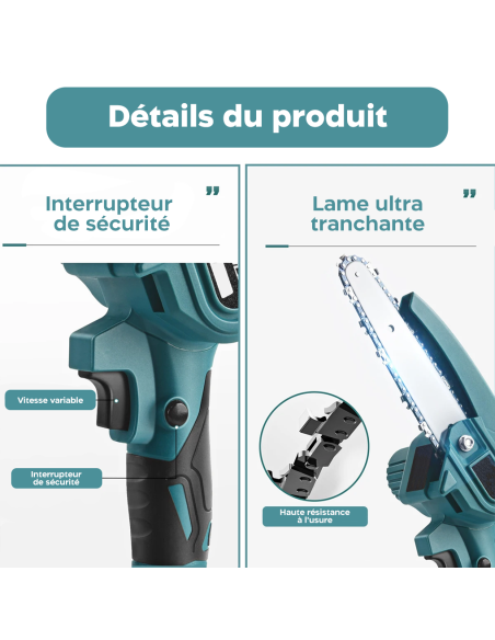 Kit 3 en 1 Ciseaux Électriques 48V avec Tronçonneuse 6" et Panneau Télescopique