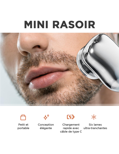 Mini Rasoir Électrique pour Homme Barbe et...
