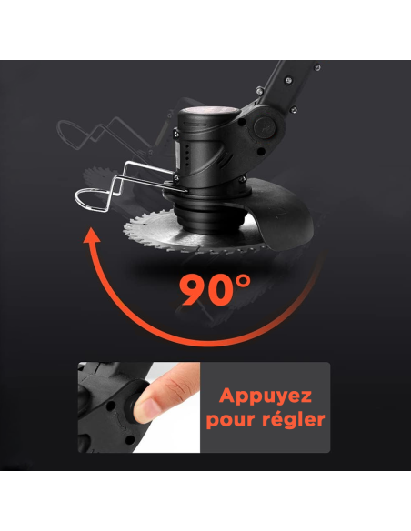 Débroussailleuse sans fil, 2 batteries 21V, roues et tige télescopique pliable