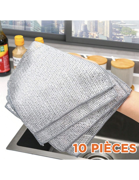 Chiffon en Fil Métallique, 10pcs Réutilisables pour Nettoyage et Vaisselle