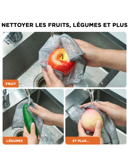 Chiffon en Fil Métallique, 10pcs Réutilisables pour Nettoyage et Vaisselle