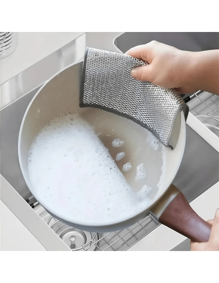 Chiffon en Fil Métallique, 10pcs Réutilisables pour Nettoyage et Vaisselle