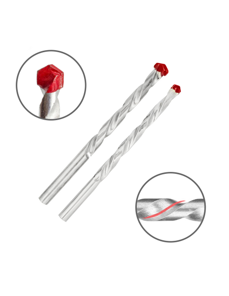 Set de 5 forets hélicoïdaux universels pour perceuse, 4 à 10 mm.