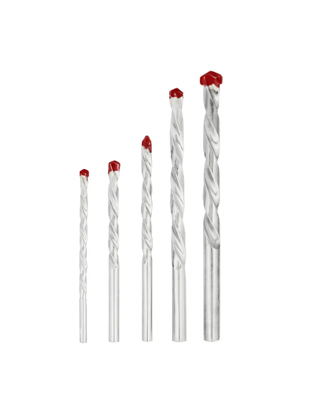 Set de 5 forets hélicoïdaux universels pour perceuse, 4 à 10 mm.