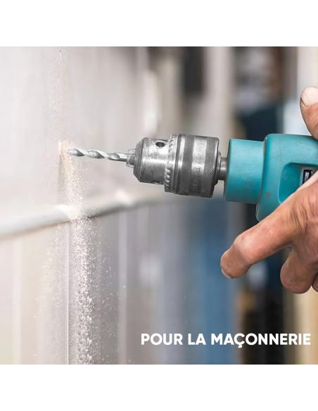 Set de 5 forets hélicoïdaux universels pour perceuse, 4 à 10 mm.