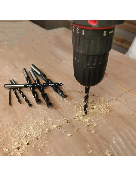 Set de 5 forets hélicoïdaux universels pour perceuse en bois de 4 5 6 8 et 10 mm