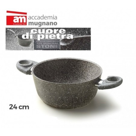 Casserole diam 24 cm effet pierre antiadherente - ACCADEMIA MUGNANO GRANITO - Linea CUORE DI PIETRA