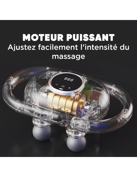 Pistolet de Massage Électrique 4 Têtes pour Massage Musculaire à Batterie 15W