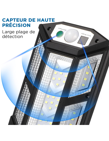 Lampe solaire PP-902T, capteur de mouvement,...