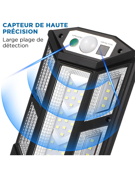 Lampe solaire PP-902T, capteur de mouvement, télécommande, 43 LED