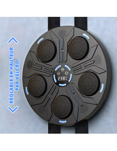 Machine à boxe musicale murale réglable avec lumières RGB et gants inclus