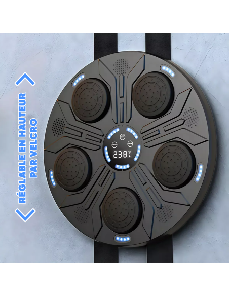 Machine à boxe musicale murale réglable avec lumières RGB et gants inclus