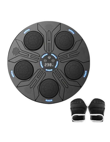 Machine à boxe musicale murale réglable avec lumières RGB et gants inclus