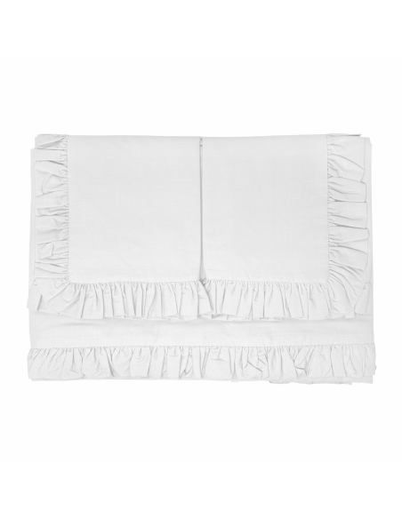 Ensemble lit double avec volant deux draps et deux taies d'oreiller avec volant