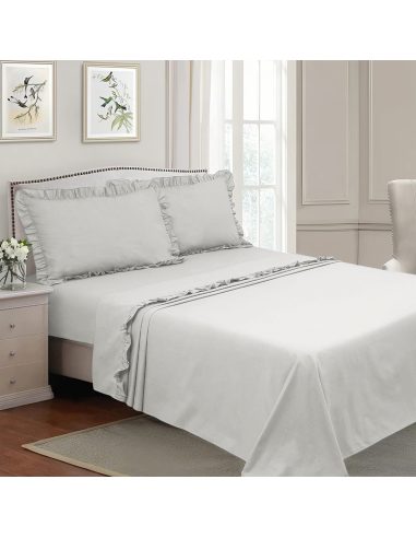 Ensemble lit double avec volant deux draps et...