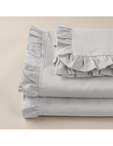 Ensemble lit double avec volant deux draps et...