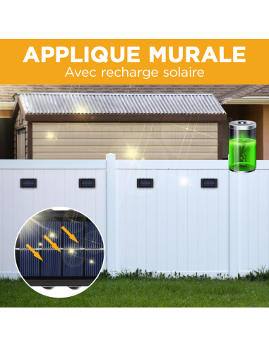 Applique Murale Solaire à 8 LED, Étanche, 2700K...