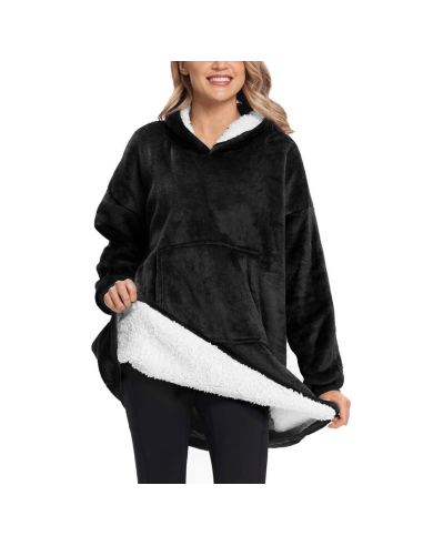 Sweat à capuche plaid oversize, manteau avec...