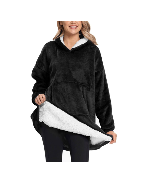 Sweat à capuche plaid oversize, manteau avec manches unisexe, taille unique