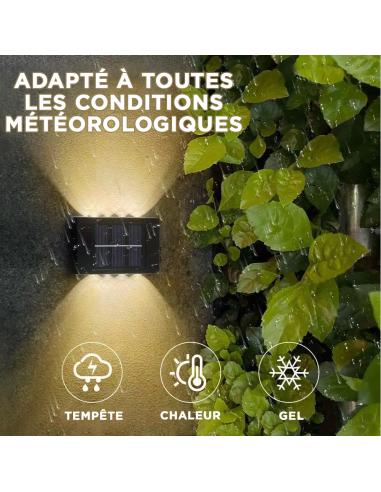 4 pièces Lampe Murale Solaire 8 LED Applique...