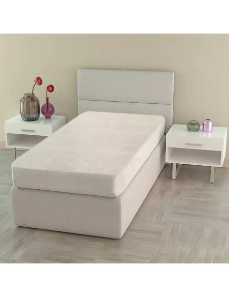 Topper Matelas Simple LOLA Protège-matelas Une Place Effet Laine 85x200cm