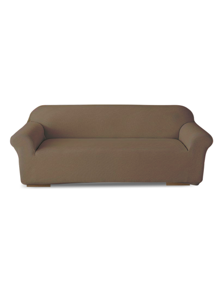 Housse de canapé 4 places avec élastique, unie, anti-taches, en tissu piqué