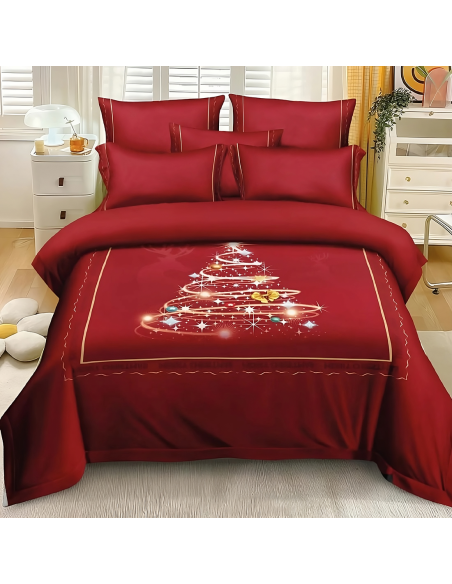 Couette matrimoniale en velours, impression numérique de Noël, édredon d'hiver