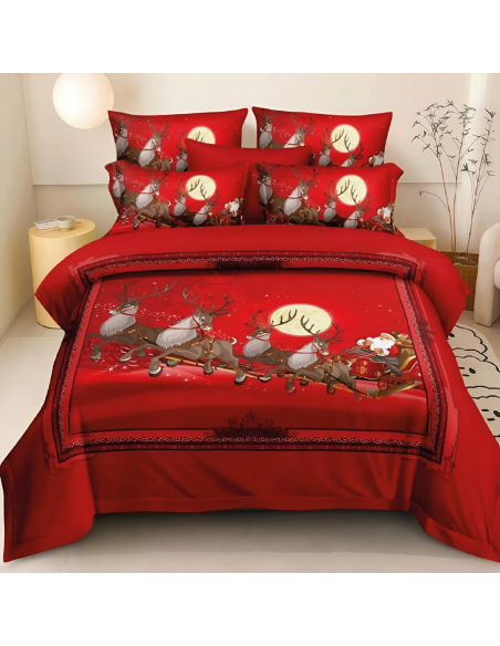 Couette Matrimoniale en Velours avec Imprimé de Rennes de Noël Couette Hivernale