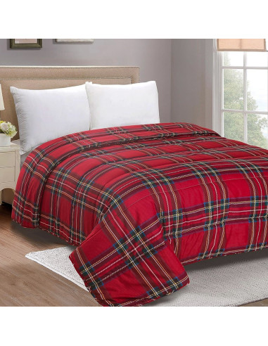 Couette Double en Tissu Velours TARTAN Duvet...
