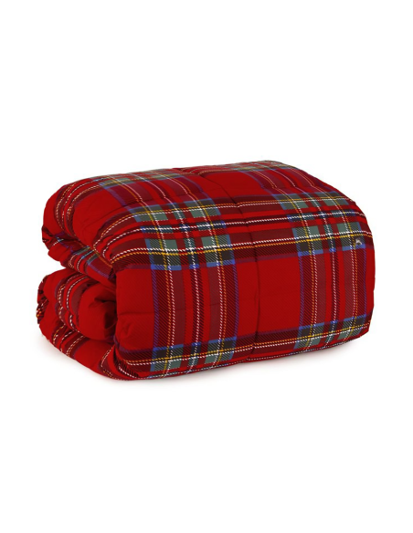 Couette Double en Tissu Velours TARTAN Duvet Hiver de Noël