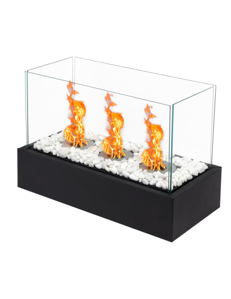 Cheminée Électrique Bioéthanol 1100W Décorative Flamme Réelle 45x20,5x28cm