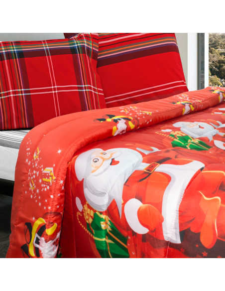 Trapunta de Noël Matrimoniale Impression Père Noël avec Cadeaux