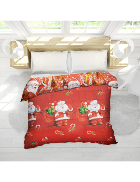 Trapunta de Noël Matrimoniale Impression Père Noël avec Cadeaux