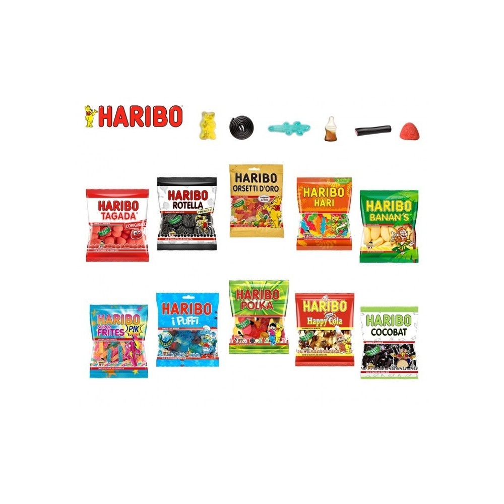 Pack Party de 130 Mini sachets de bonbons HARIBO sacs goûts mixtes