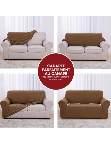 Housse de canapé 4 places avec élastique, unie,...