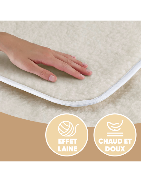 Topper pour Matelas Double LOLA Protège-matelas Effet Laine 180x200cm