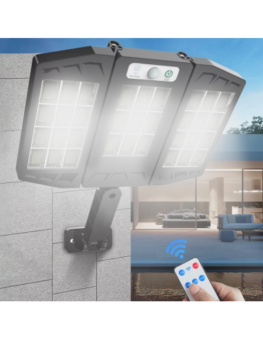 Mini lampe solaire 3 panneaux intégrés 216 LED...