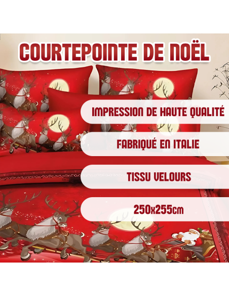 Couette Matrimoniale en Velours avec Imprimé de Rennes de Noël Couette Hivernale