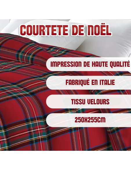 Couette Double en Tissu Velours TARTAN Duvet Hiver de Noël