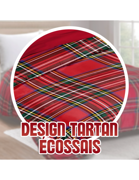 Couette Double en Tissu Velours TARTAN Duvet Hiver de Noël