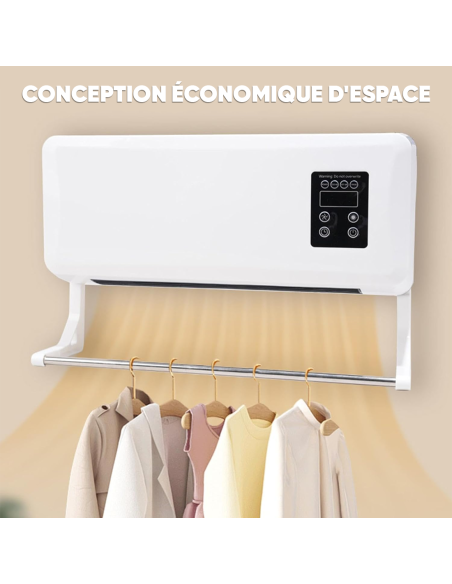 Radiateur Électrique Mural 2200W Chauffage de Salle de Bain avec Télécommande