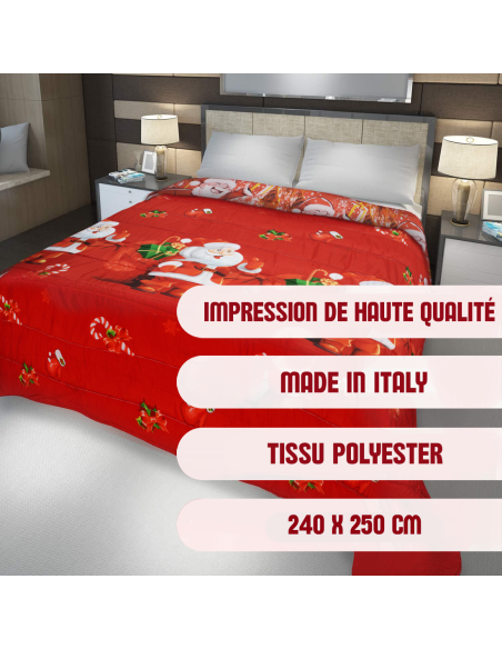 Trapunta de Noël Matrimoniale Impression Père Noël avec Cadeaux