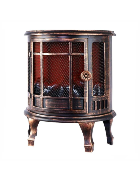 Cheminée Décorative à Piles Effet Flammes Compacte en Bronze